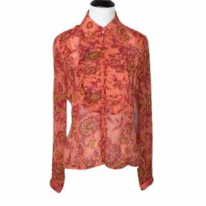 Etcetera Silk Ruffle Floral Pattern Orange Size 2